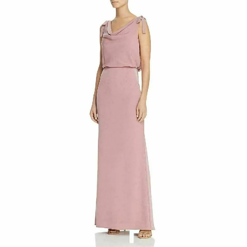 red casual evening dress -Adrianna Papell Women's Blouson Cowlneck Gown Pink Size 6