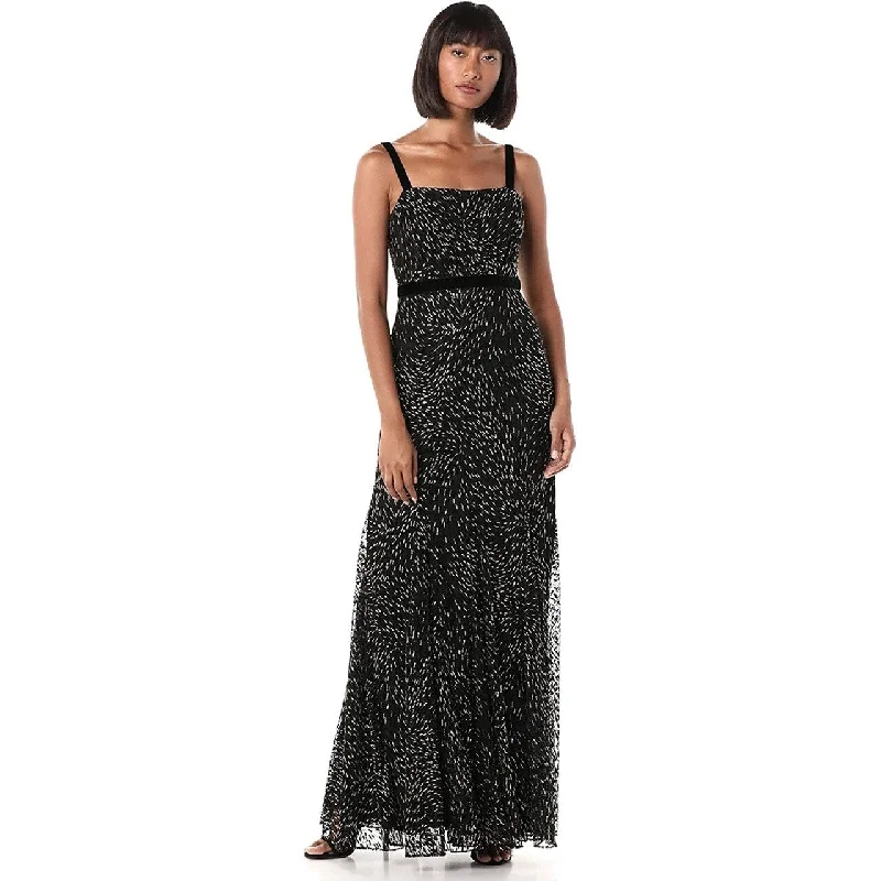 yellow evening dress for spring -Adrianna Papell Women's Glitter-Velvet Gown Black Size 4