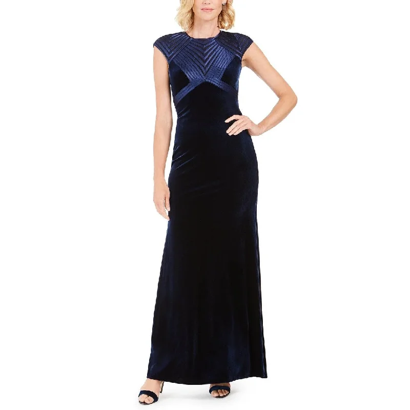 blue formal evening dress -Betsy & Adam Women's Bandage & Velvet Gown Navy Size 12