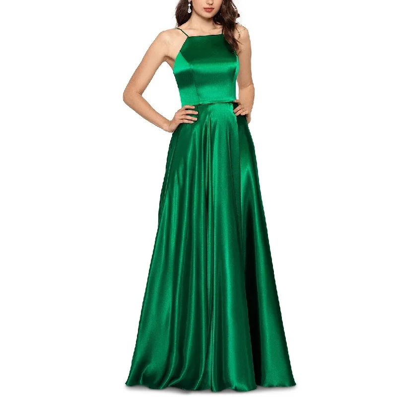 casual opal evening dress -Betsy & Adam Women's Satin Corset Gown Lt/Pas Green Size 4