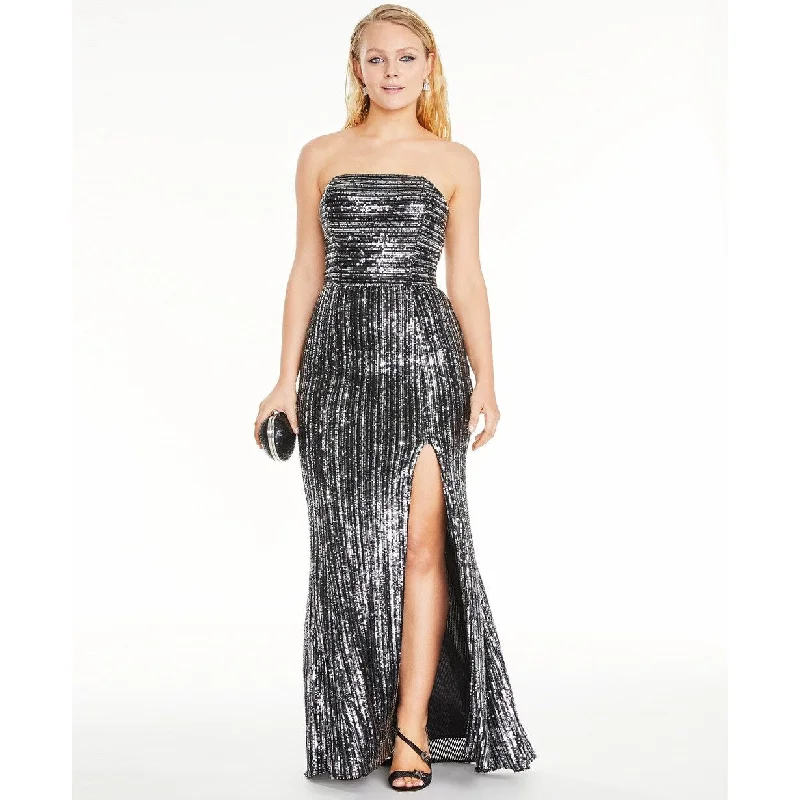 casual violet evening dress -Blondie Nites Juniors' Sequined Strapless Gown Black Size 3