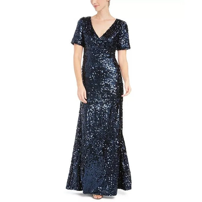 black maternity evening dress -Calvin Klein Women's Sequined Gown Navy Size 6