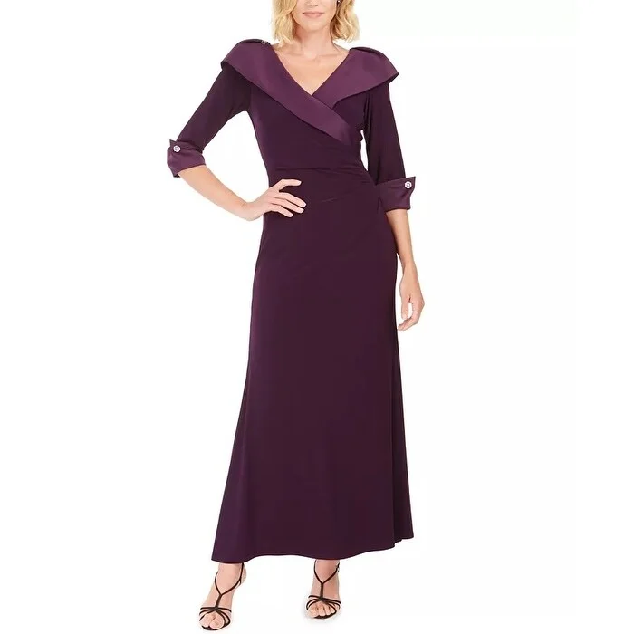 blue party evening dress -Jessica Howard Women's Portrait Collar Gown Purple Size 10