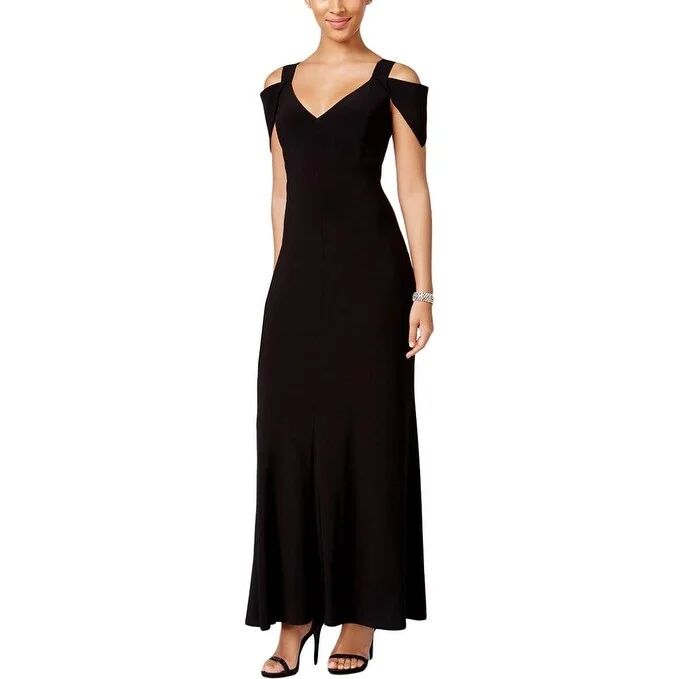 white spring evening dress -MSK Women's Cold-Shoulder Gown Black Size 8