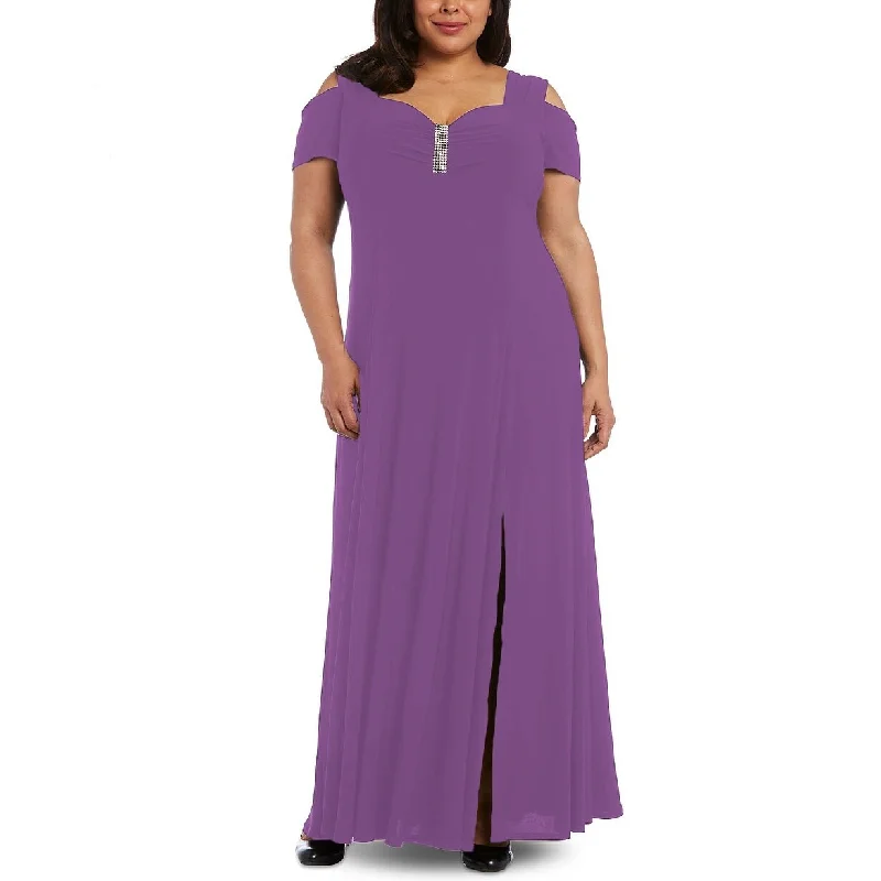 white summer evening dress -R & M Richards Women's Plus Size Rhinestone-Detail Gown Med Purple Size 22W