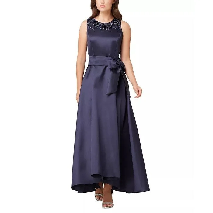 black prom evening dress -Tahari Women's Embellished Mikado Gown Navy Size 6