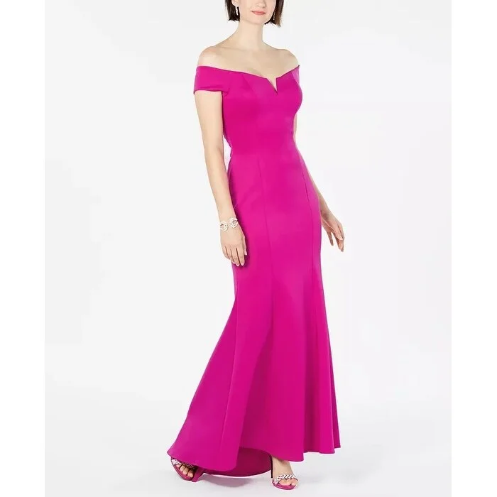 satin evening dress black -Vince Camuto Women's Off The Shoulder Gown Pink Size 4