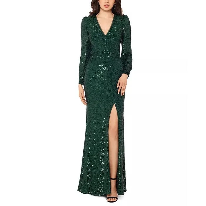 green beach evening dress -Xscape Women's Sequined Gown Green Size 12