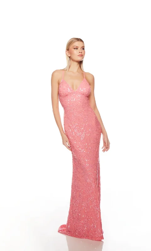 coral pink maxi dresses -Alyce Long Formal Dress 88009b