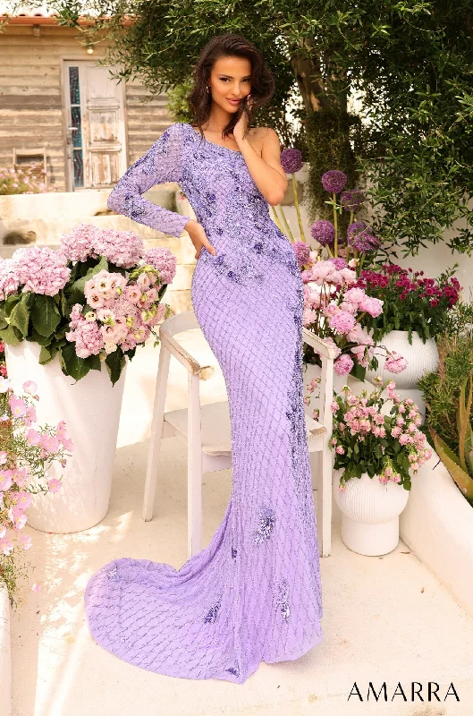 trendy aqua evening dress -Applique Long Sleeve Mermaid Dress by Amarra 94027