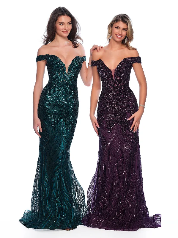 blue dinner evening dress -Long Evening Dress by Dave and Johnny 11002