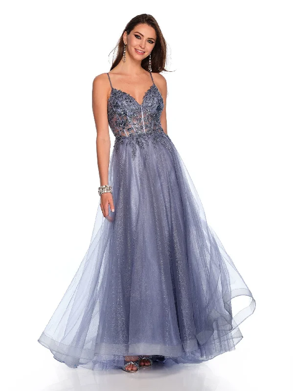 elegant grey evening dress -Long Evening Dress by Dave and Johnny 11519