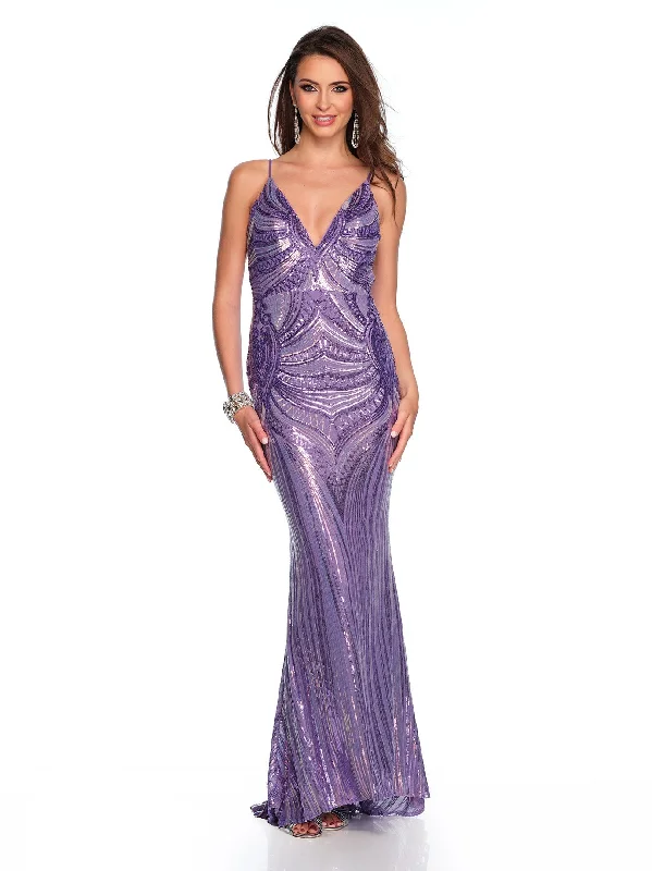 silver evening dress for party -Long Evening Dress by Dave and Johnny 11665