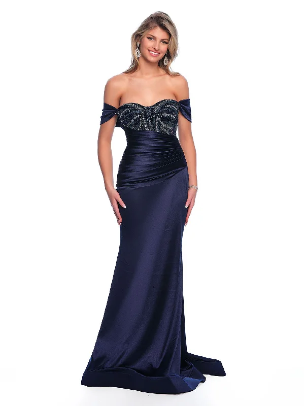 blue wrap evening dress -Long Evening Dress by Dave and Johnny 11849