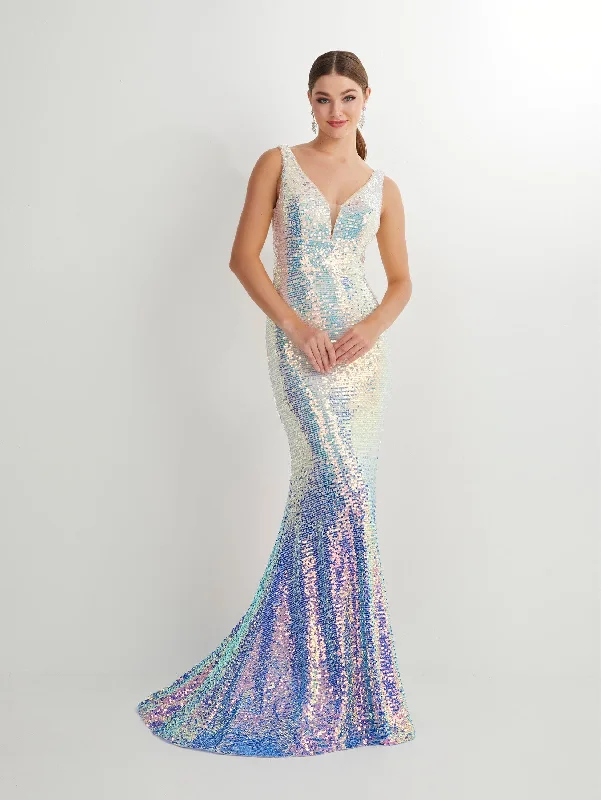 trendy emerald evening dress -Ombre Sequin Sleeveless Mermaid Dress by Studio 17 12885