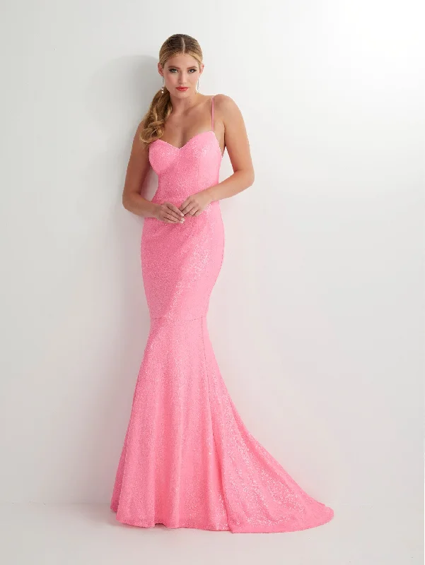 pink casual evening dress -Sequin Sleeveless Sweetheart Mermaid Dress by Studio 17 12912