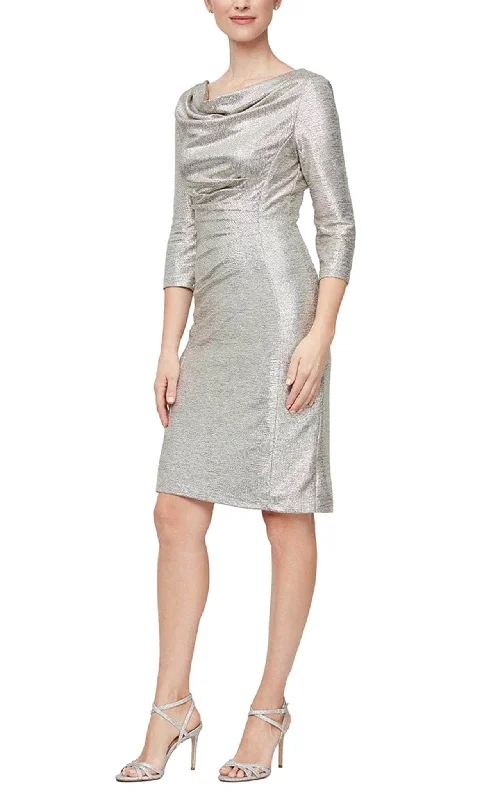 Alex Evenings 8127701 - Shimmering Quarter Sleeve Cocktail Dress