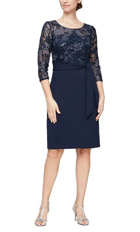 Alex Evenings 8160331 - Quarter Sleeve Lace Applique Formal Dress