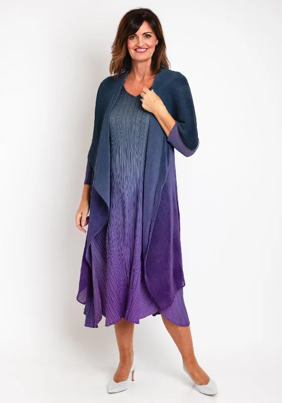 flowy black maxi dresses -Alquema Long Estrella Dress & Coat Set, Blueberry to Lavender