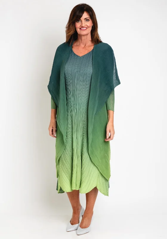 deep teal maxi dresses -Alquema Long Estrella Dress & Coat Set, Forest Ombre