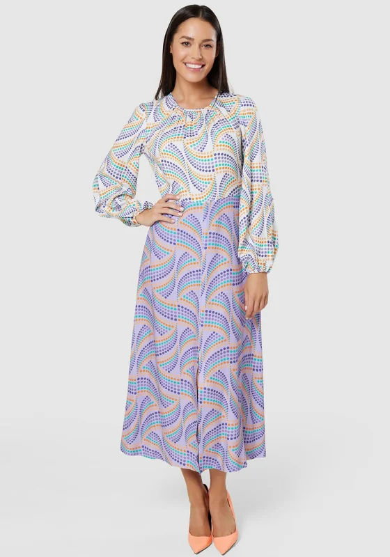 layered maxi dresses for women -Closet London A-Line Printed Long Dress, Lilac