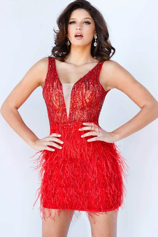 Jovani - V-Back Embellished Cocktail Dress 04619SC