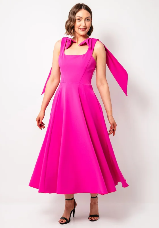 bright orange maxi dresses -Kevan Jon Nancy Flare Long Dress, Bright Pink