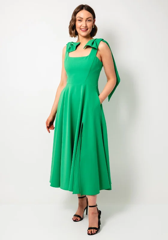 bold floral maxi dresses -Kevan Jon Nancy Flare Long Dress, Emerald Green