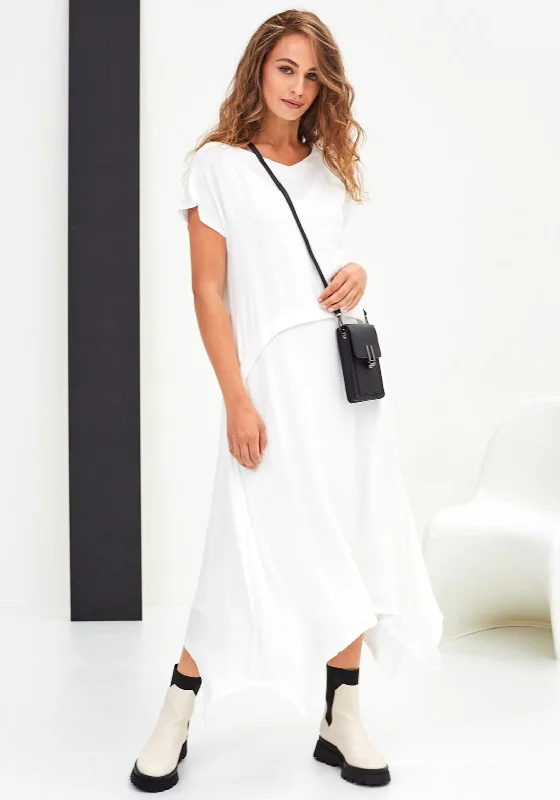 boho chic maxi dresses sale -Naya Curved Hem Long Dress, White