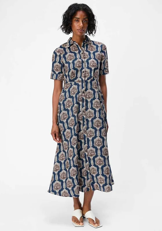 loose boho maxi dresses -Object Emmi Long Shirt Dress, Navy