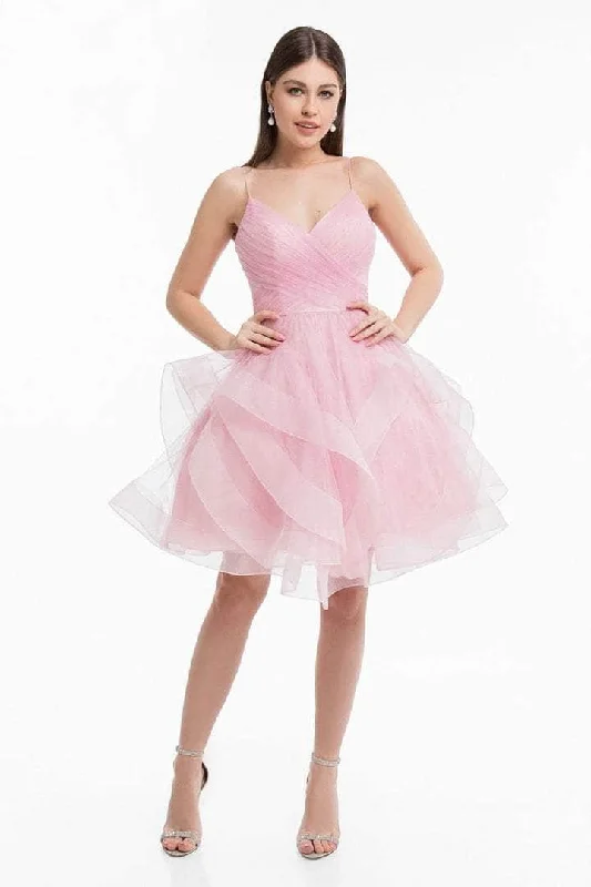 Terani Couture - Ruffled A-Line Cocktail Dress 1821H7770 - 1 pc Cloud In Size 2 Available