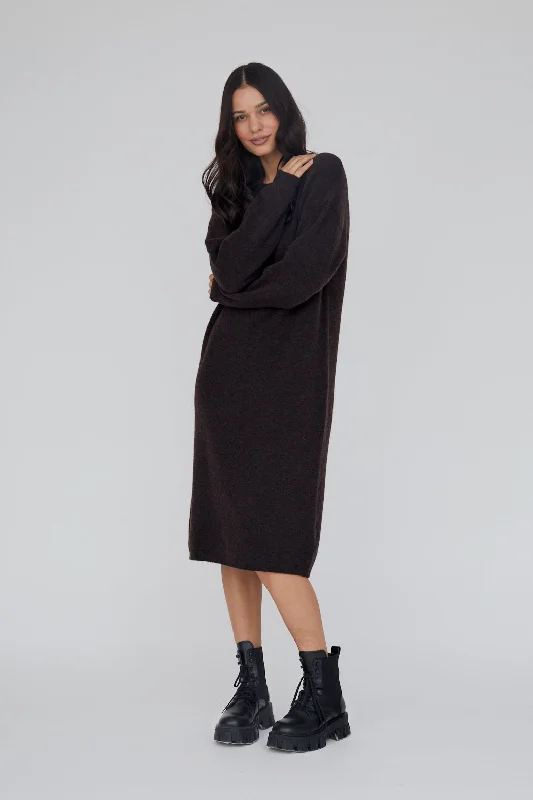 ribbed knit maxi dresses -Claudine Long Dress - Chocolate Plum