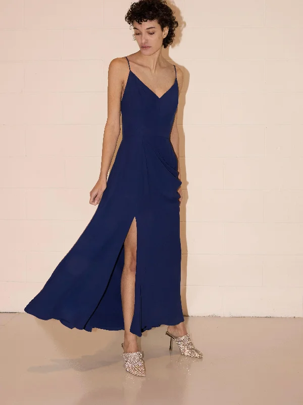 lightweight maxi dresses for travel -Long Split Dress