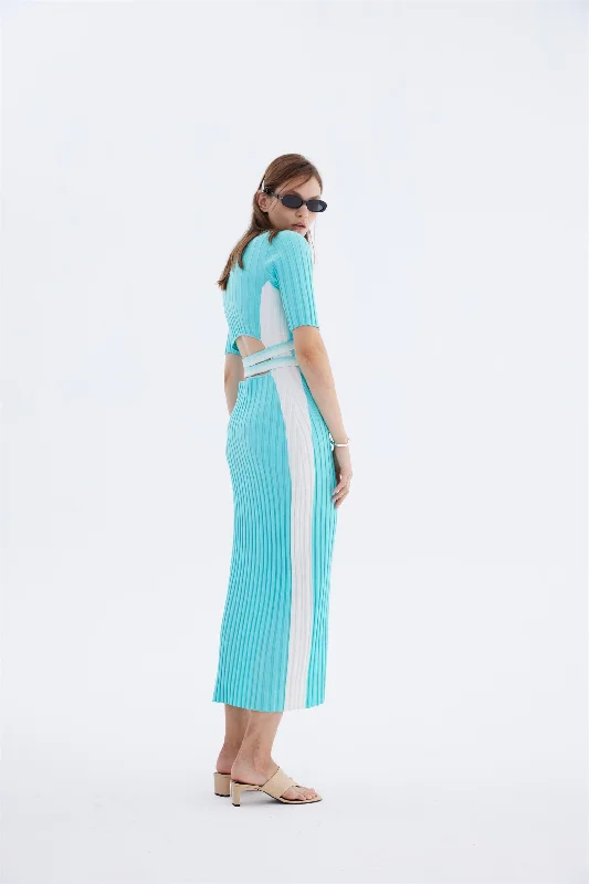 flowy maxi dresses for autumn -JODIE PLEATED LONG DRESS WITH WAVY SIDE SLIT