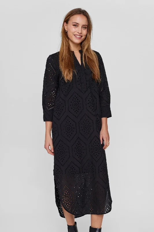 printed silk maxi dresses -NUELIA LONG DRESS - Caviar