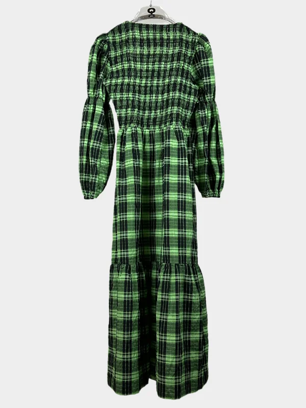 minimalist maxi dresses cheap -Responsible Ganni Tartan Long Dress