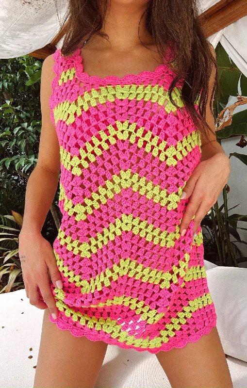 Mini dresses with pearl details -Tara Mini Dress ~ Watermelon Wave Crochet