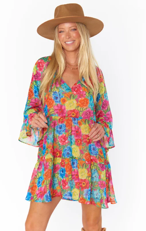 Mini dresses for art gallery -Viola Mini Dress ~ Bright Floral Soiree